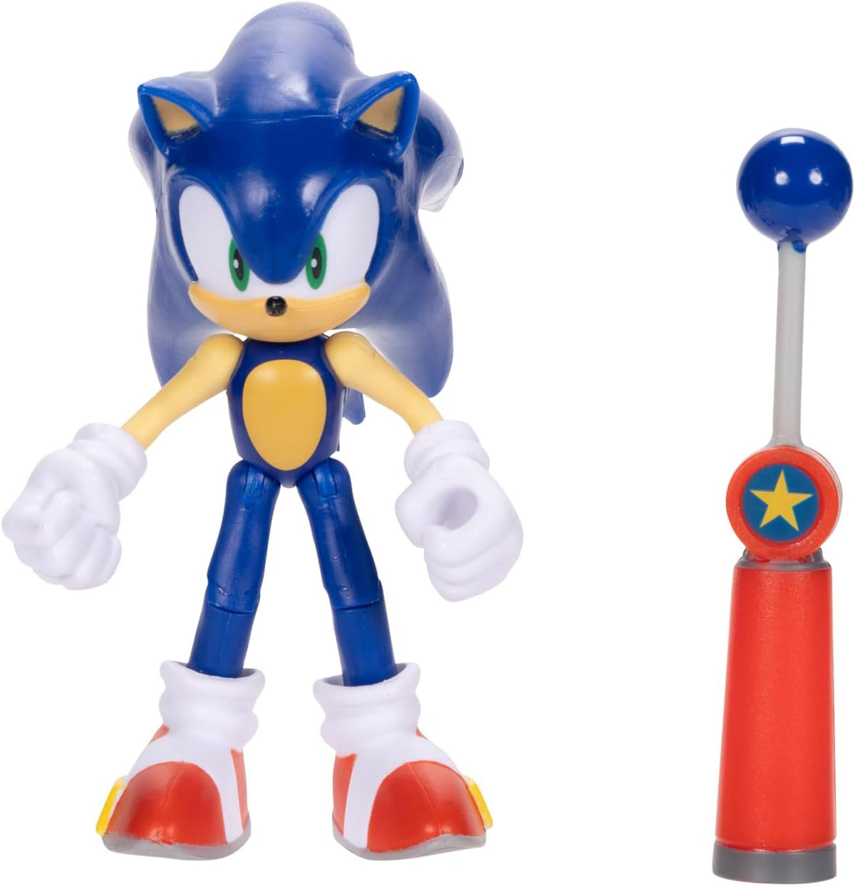 Sonic The Hedgehog JAKKS Pacific - Sega Figura Modern Sonic de 4″ con Blue Checkpoint – Articulada, Oficial y Coleccionable para Fans Desde 3+ Años