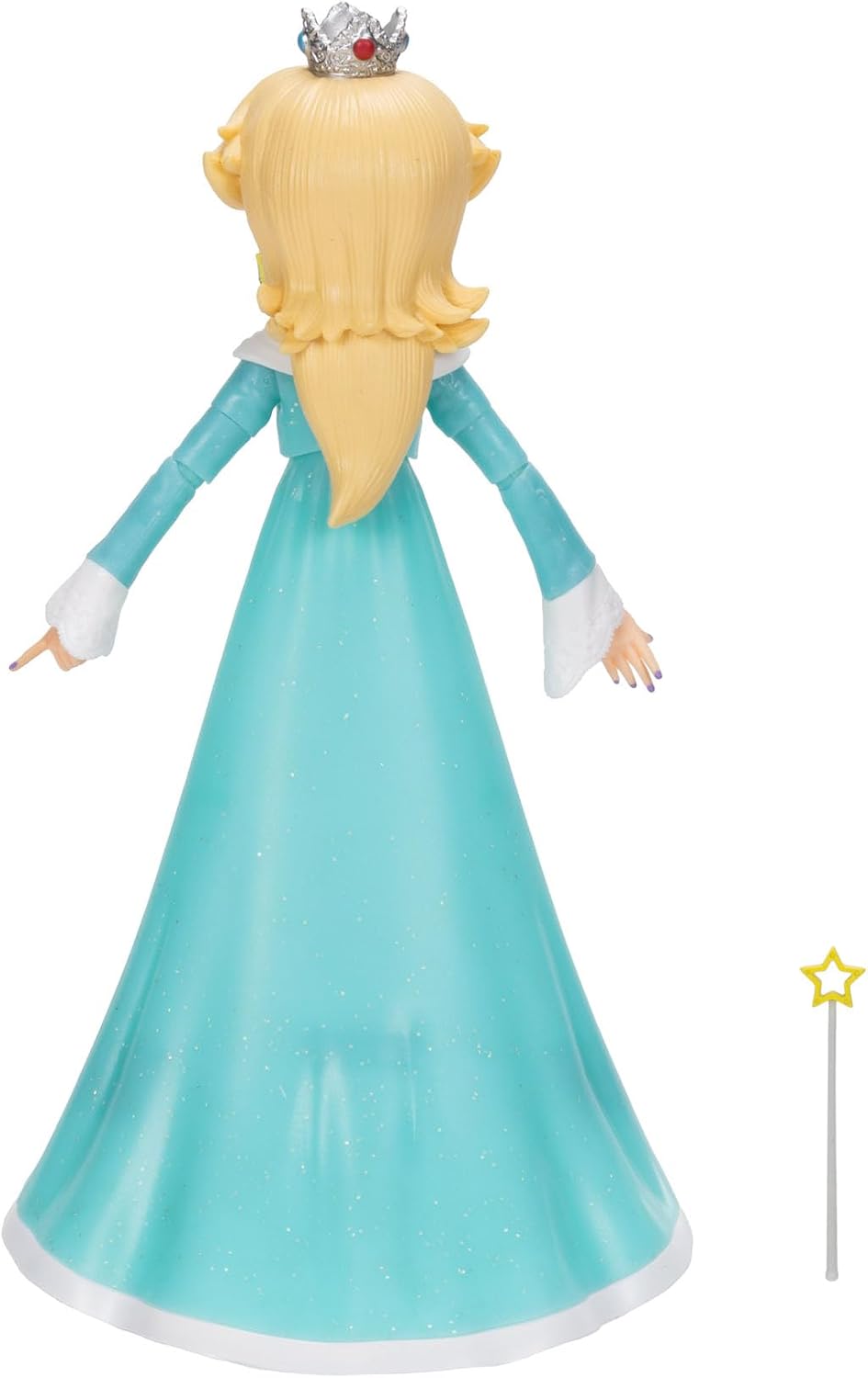 Jakks Pacific Super Mario Galaxy Movie Figura Rosalina 5 Pulgadas con Varita y Base Transparente, 10 Puntos de Articulación, Ojos Acrílicos, Coleccionable, +3 Años