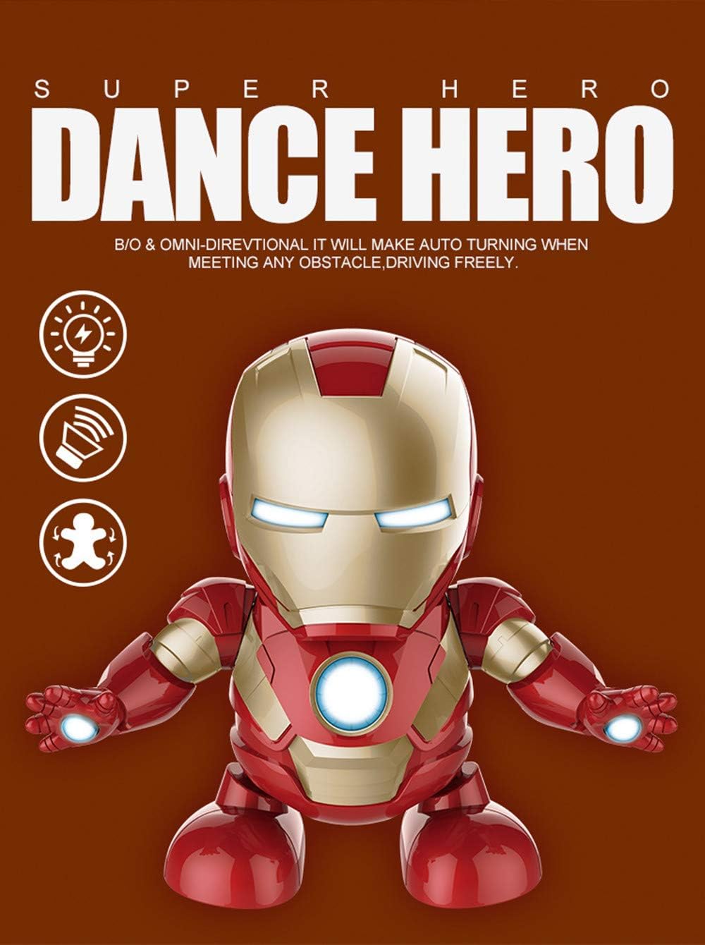 ZSKJ Dancing Iron Man Dance Hero Toys Robot de Baile con música Ligera Bailando para Boy Girls Kids Niños Regalo (Iron Man)