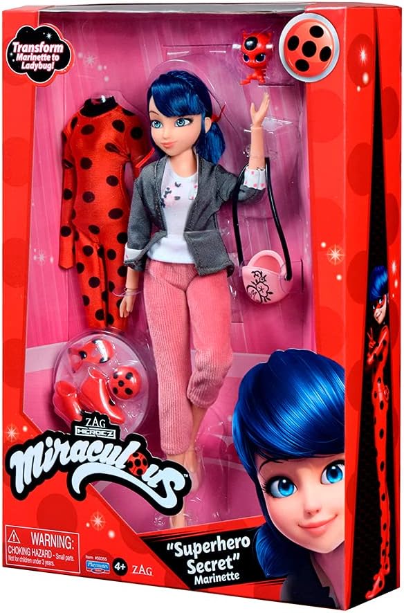 Ladybug Miraculous Fashion Doll de Marinette con 2 Outfits Muñeca Articulada para Niñas Marinette se Convierte Producto Oficial