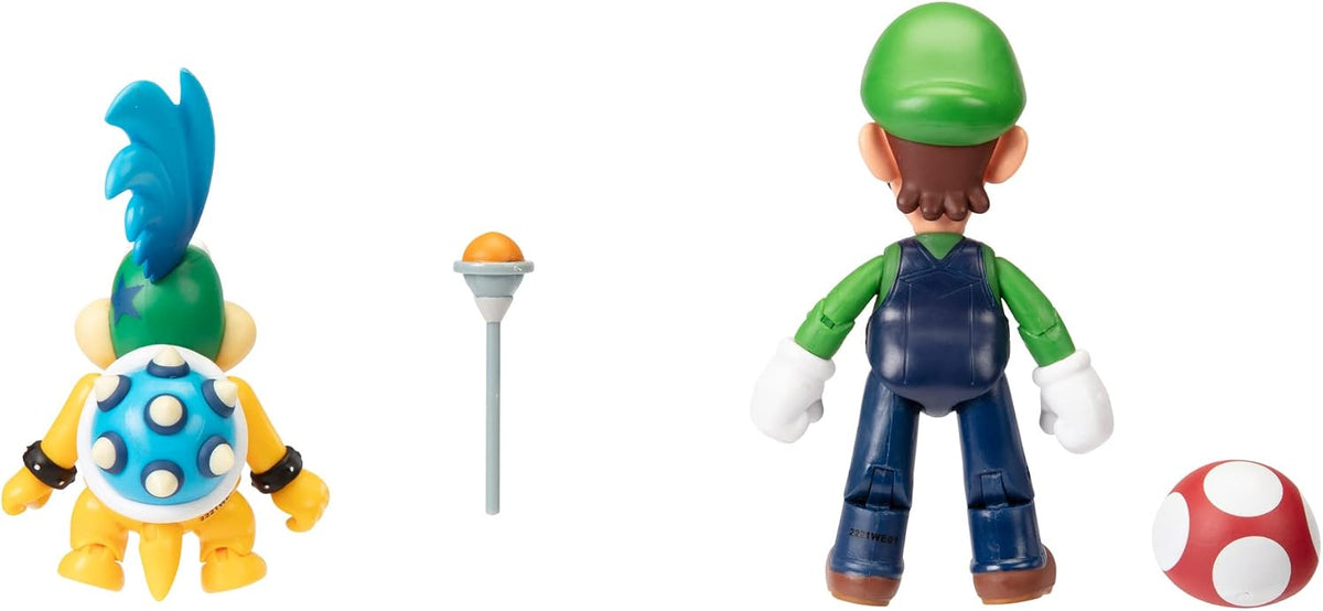 Super Mario Nintendo - Figura de acción de 4 Pulgadas, Paquete de 2 Unidades, Luigi Vs. Larry Koopa