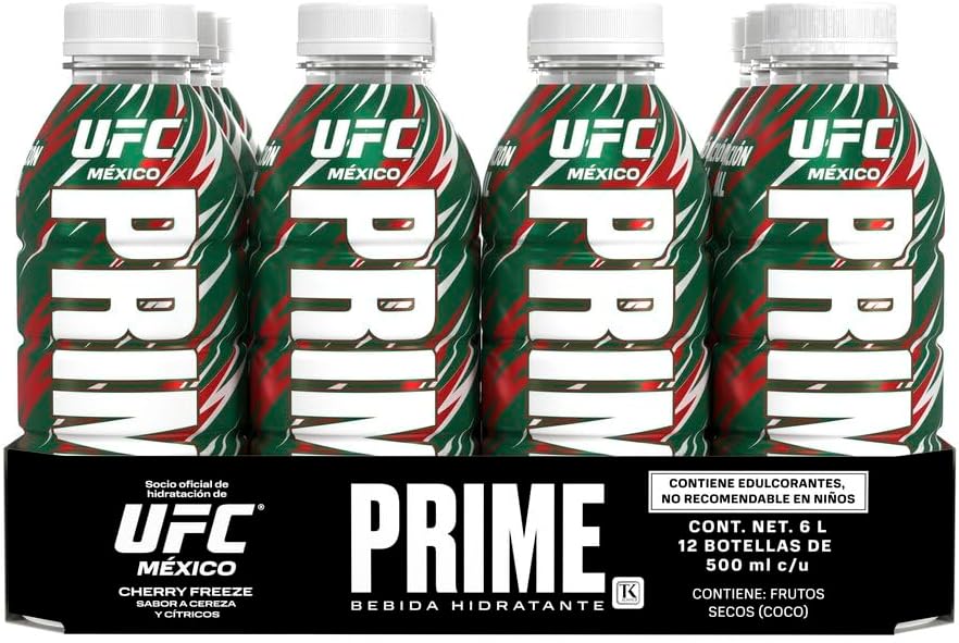 PRIME, PRIME UFC, BEBIDA HIDRATANTE 500ML, CAJA CON 12 PIEZAS DE 500ML, 12X500ML
