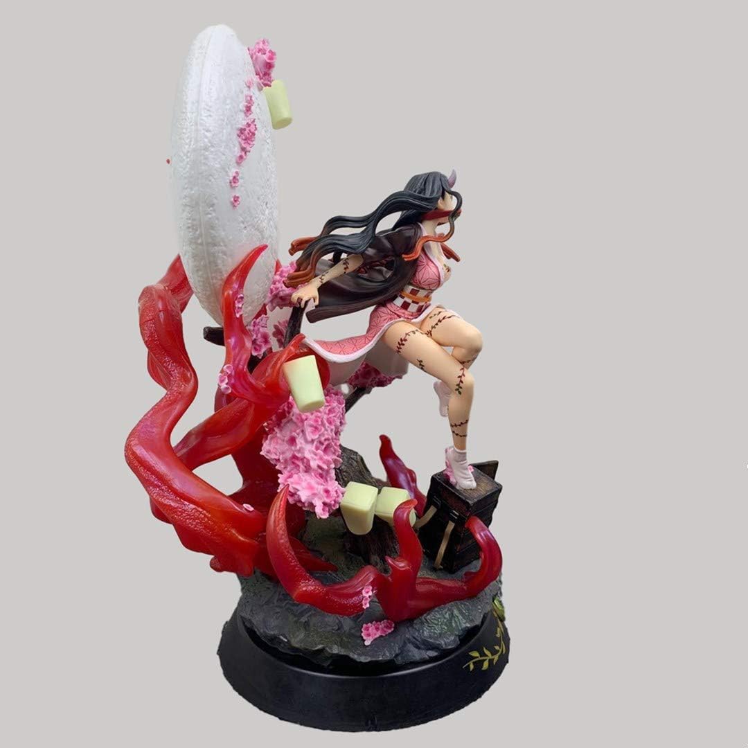 Genj1 Figura de acción Demon Slayer GK Kamado Nezuko, versión de escena de la luna, rosa claro, 31 cm
