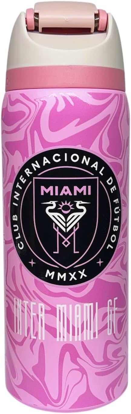 Genérico Termo PREMIUM Botella de Agua Deportiva Inter Club Miami, Rosa, con Imagen de Jugador, LM10, Termo Edicion Limitada, Coleccionable