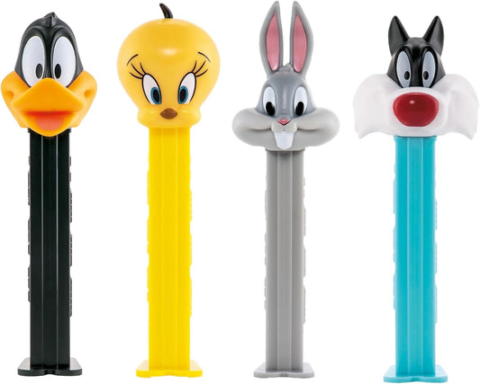 PEZ Set De Regalo Con Dispensador De Dulces De Looney Tunes: Bugs Bunny, Piolín, Silvestre Y El Pato Lucas. Dispensadores De Looney Toons Con Repuestos De Dulces.
