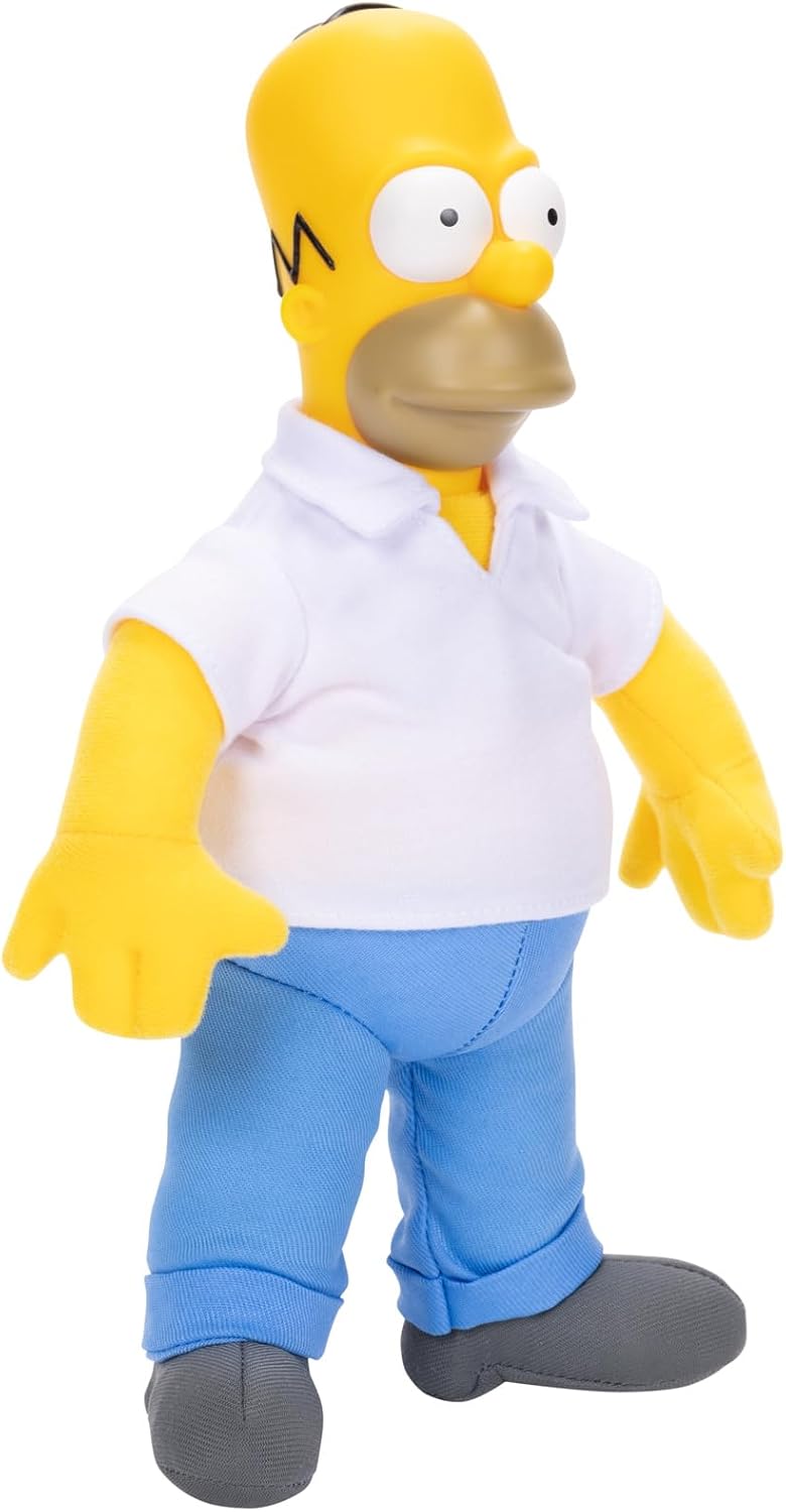 JAKKS Pacific Disney The Simpsons Homer - Peluche con Cuerpo de Tela Suave con Cabeza esculpida con Licencia Oficial de Disney