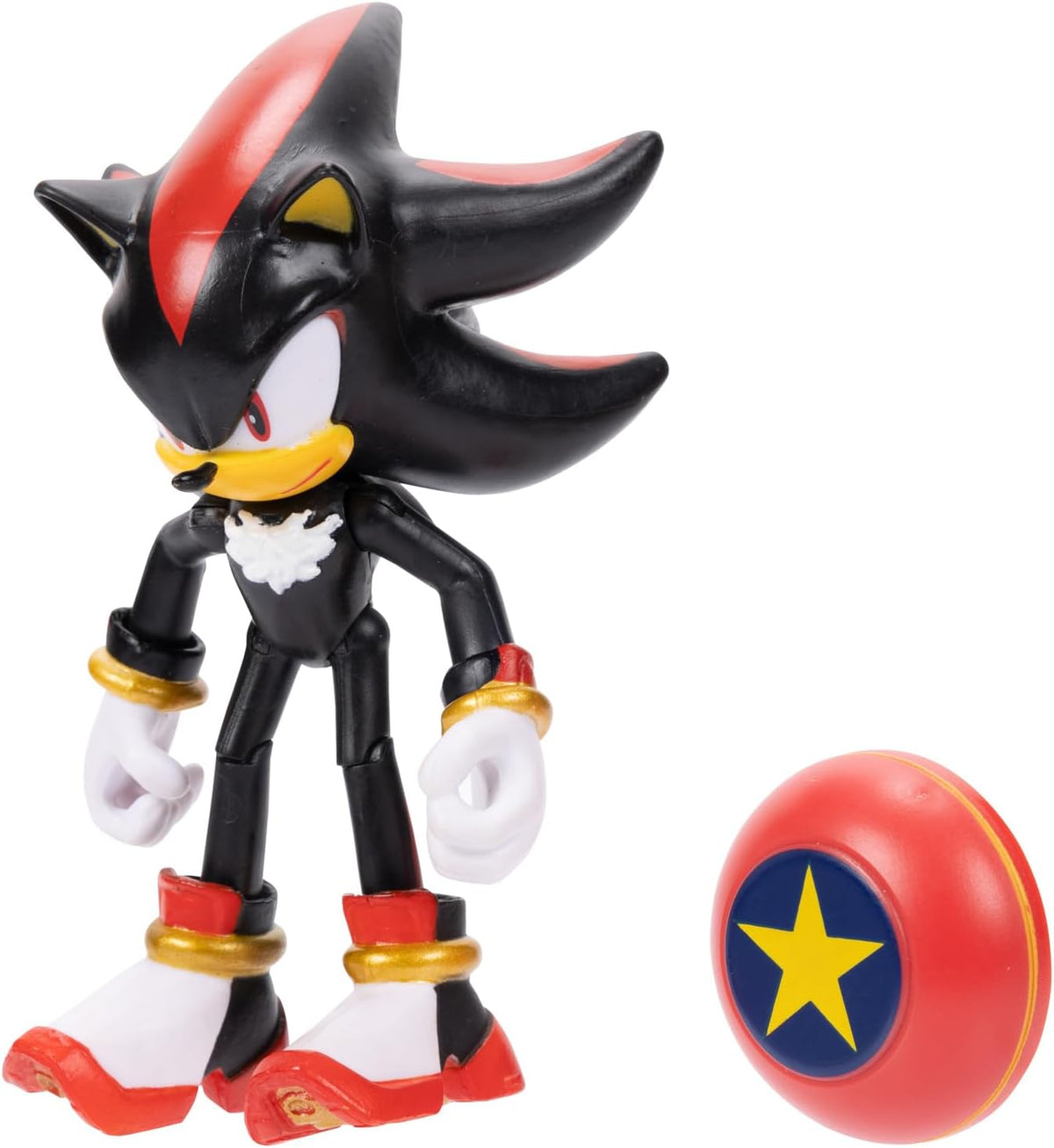 Jakks Pacific - Sega Sonic The Hedgehog Figura Articulada Modern Shadow de 4″ con Accesorio Star Spring – Colección Oficial Sonic para Fans y Niños 3+ Años