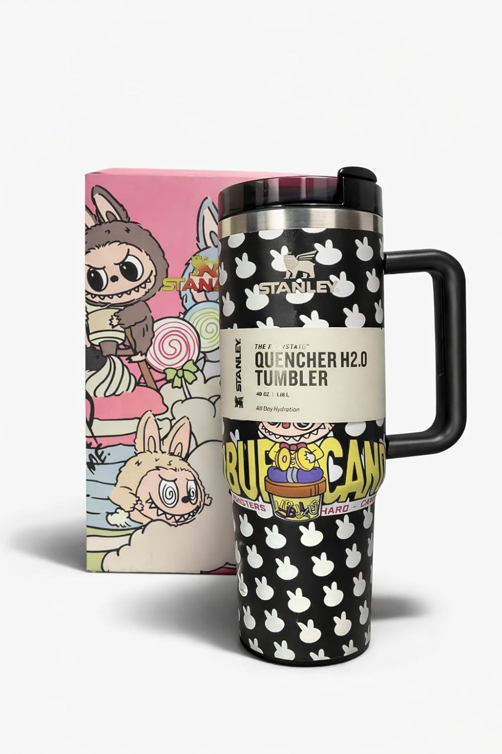 Generico Termo de Agua con Asa, 40 oz, 1.18 L, Negro con Diseño de Criaturas de Fantasia, Edicion Especial