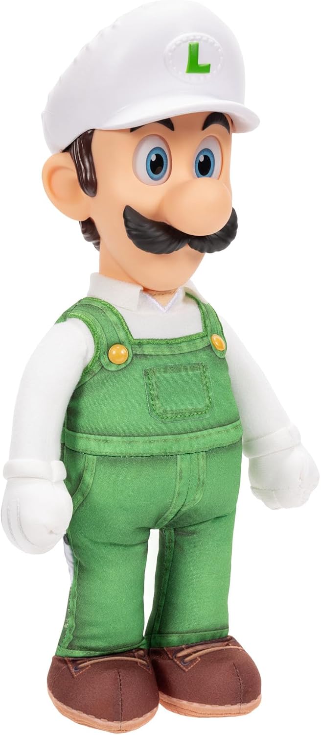 Jakks Pacific Super Mario Galaxy Movie Peluche Fire Luigi Articulable 15 Pulgadas con Ojos Acrílicos, Edición Coleccionable, +3 Años