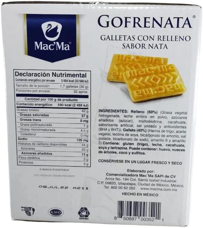 Galletas Rellenas de Nata Gofrenata 960g