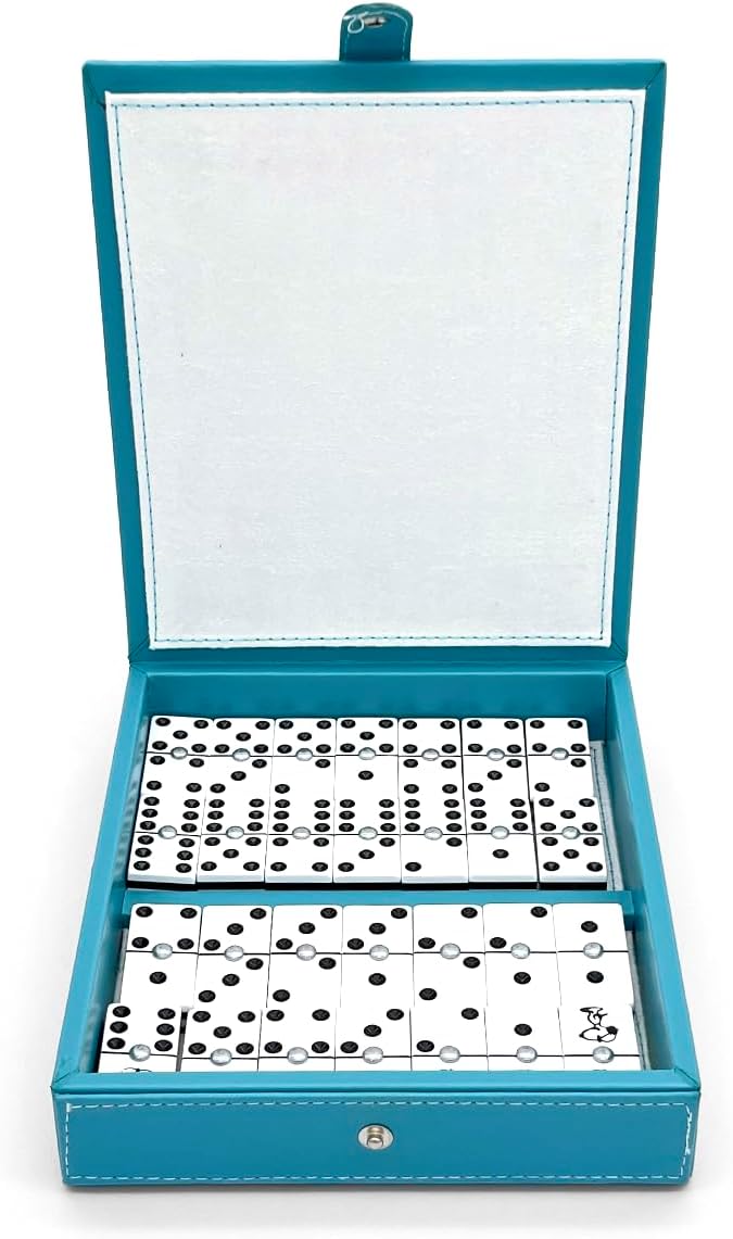 Ult Domino Juego de Mesa Premium Beagle Blanco Estuche Tipo Libro de Elegante diseño Juego de Mesa Juego Clasico Acabados de Lujo