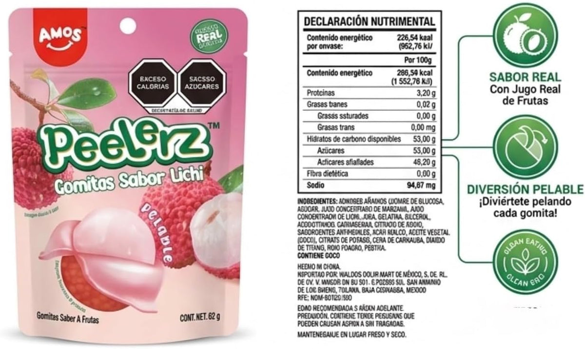 Amos Gomitas Pelables Peelerz Sabor Lichi
