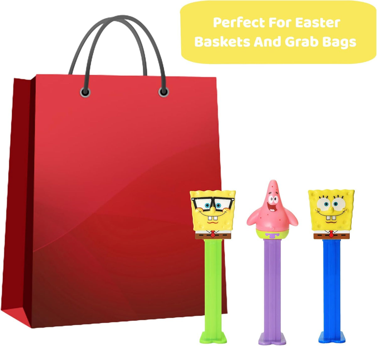 PEZ Dispensador De Dulces De Bob Esponja | Dispensadores De Bob Esponja El Nerd, Patricio Y Bob Esponja Sonriente | Dispensadores De Bob Esponja Con Repuestos De Dulces | Regalos Para Fiestas, Bolsas