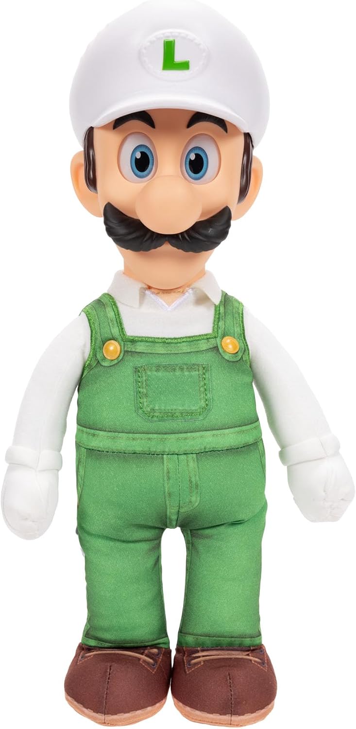 Jakks Pacific Super Mario Galaxy Movie Peluche Fire Luigi Articulable 15 Pulgadas con Ojos Acrílicos, Edición Coleccionable, +3 Años