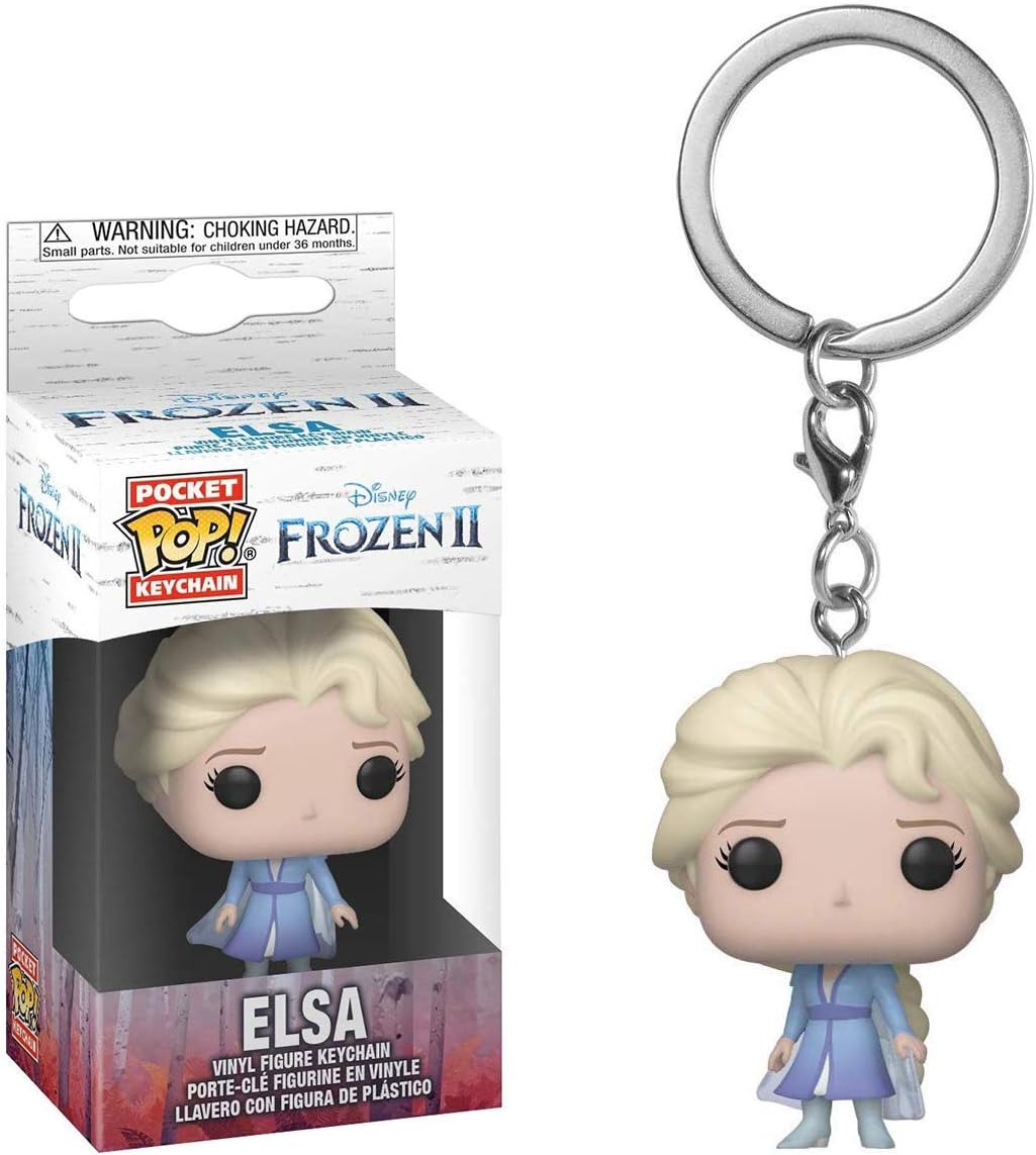 Funko Elsa: Pocket Pop! Mini-Figural Llavero y 1 Paquete clásico de Tarjetas de Comercio (40907)