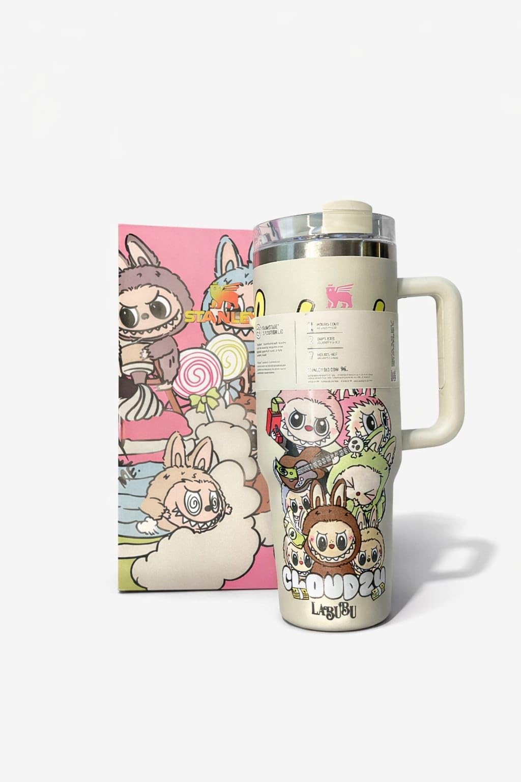 Generico Termo de Agua con Asa, 40 oz, 1.18 L, Color Crema con Diseño de Criaturas de Fantasia, Edicion Especial - imagen 3