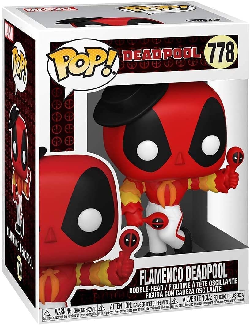 POP Marvel: Deadpool 30th - Figura de vinilo Flamenco Deadpool Funko (incluye funda protectora de caja compatible), multicolor, 3.75 pulgadas