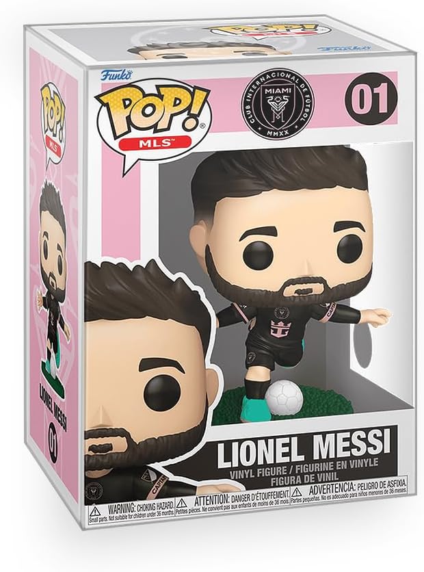 Epic Collectibles Pop Soccer - Figura de vinilo Lionel Messi Inter-Miami con protector de caja compatible con Funko