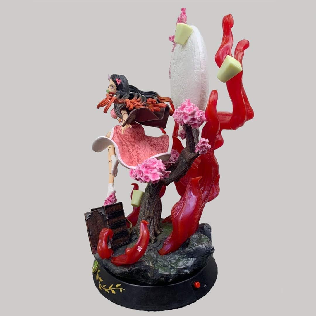 Genj1 Figura de acción Demon Slayer GK Kamado Nezuko, versión de escena de la luna, rosa claro, 31 cm