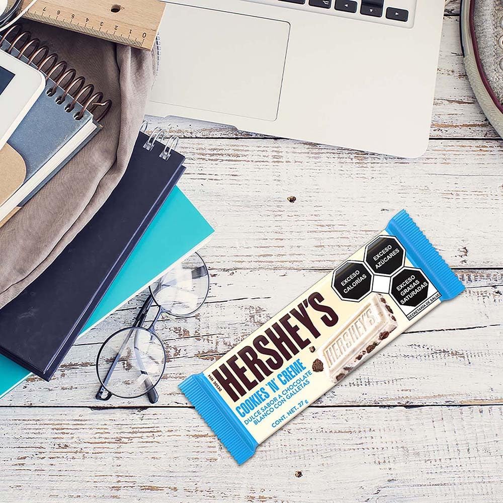 HERSHEY´S - Barras Cookies 'N' Cream, Especial,Chocolate con Leche, Tableta de Dulce sabor Chocolate, Especial para Regalo, Pack 6, 6x43 g