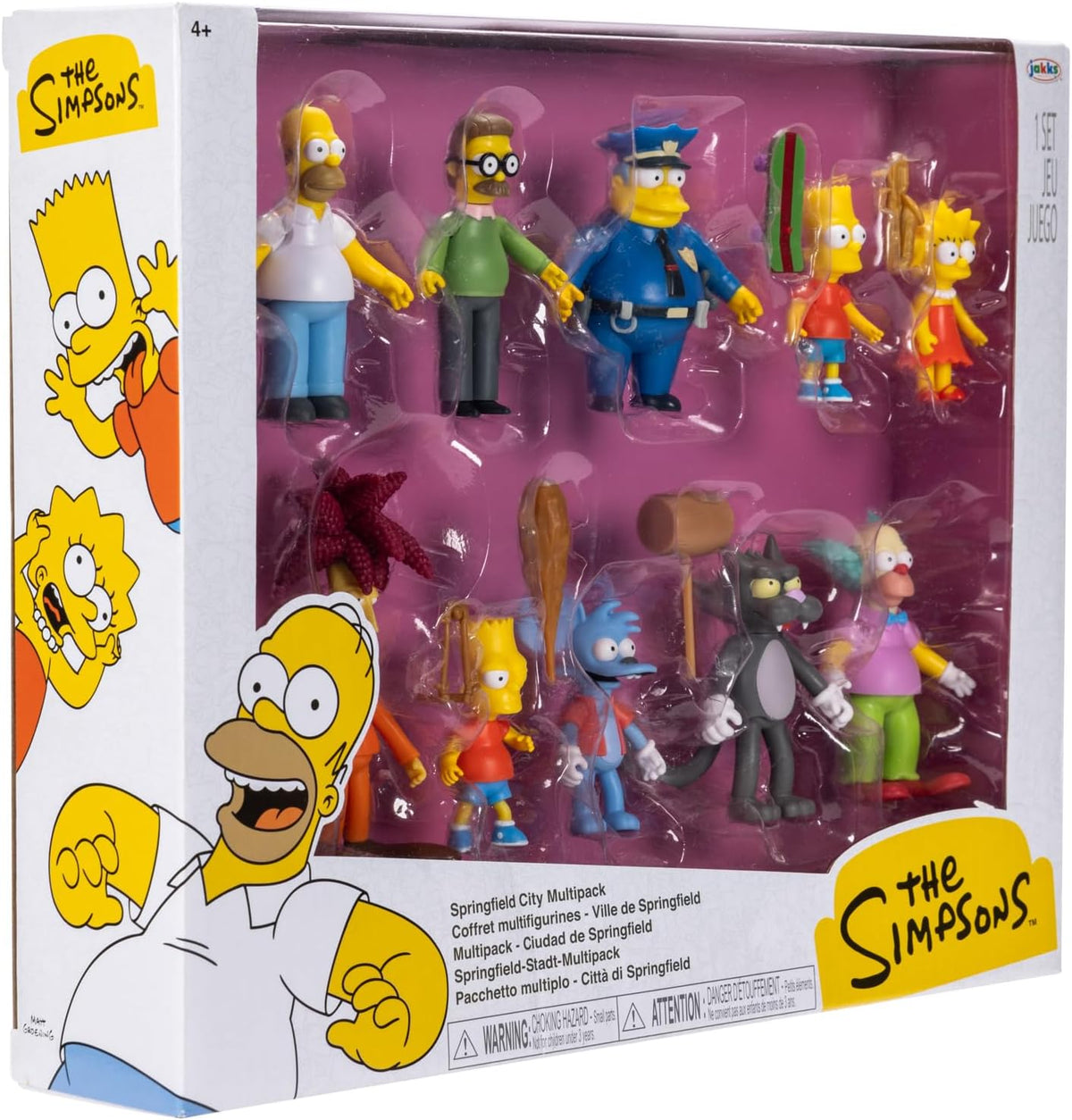 Jakks Pacific - The Simpsons, Set de Figuras Coleccionables Springfield City Multipack, 10 Personajes Articulados, 6 cm, para Niños 3+ Años