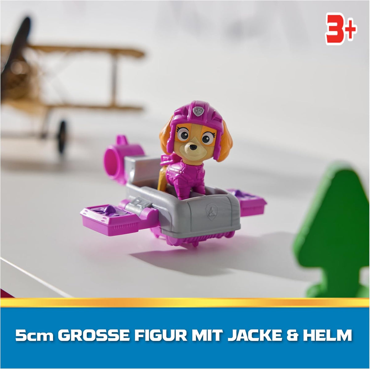 Paw Patrol: Action Pups, Figura de acción de Skye y avión aerodeslizador con alas Plegables, Juguetes para niños y niñas a Partir de 3 años