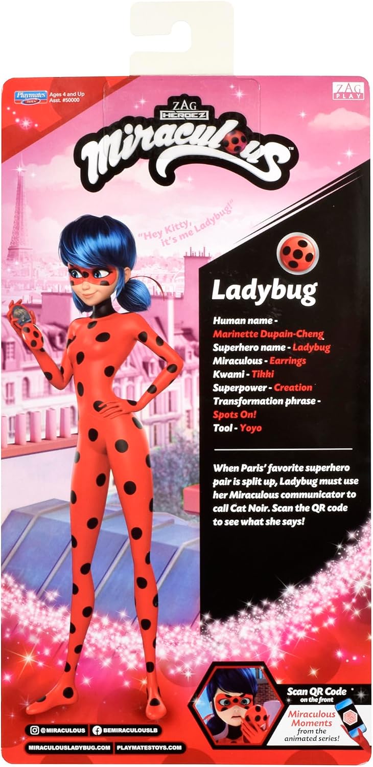 BANDAI Miraculous Ladybug and Cat Noir Toys Catarina Fashion Doll | Muñeca articulada de Catarina de 26 cm con Accesorios Kwami | Figura de Catarina de superhéroe Adolescente | Gama de muñecas