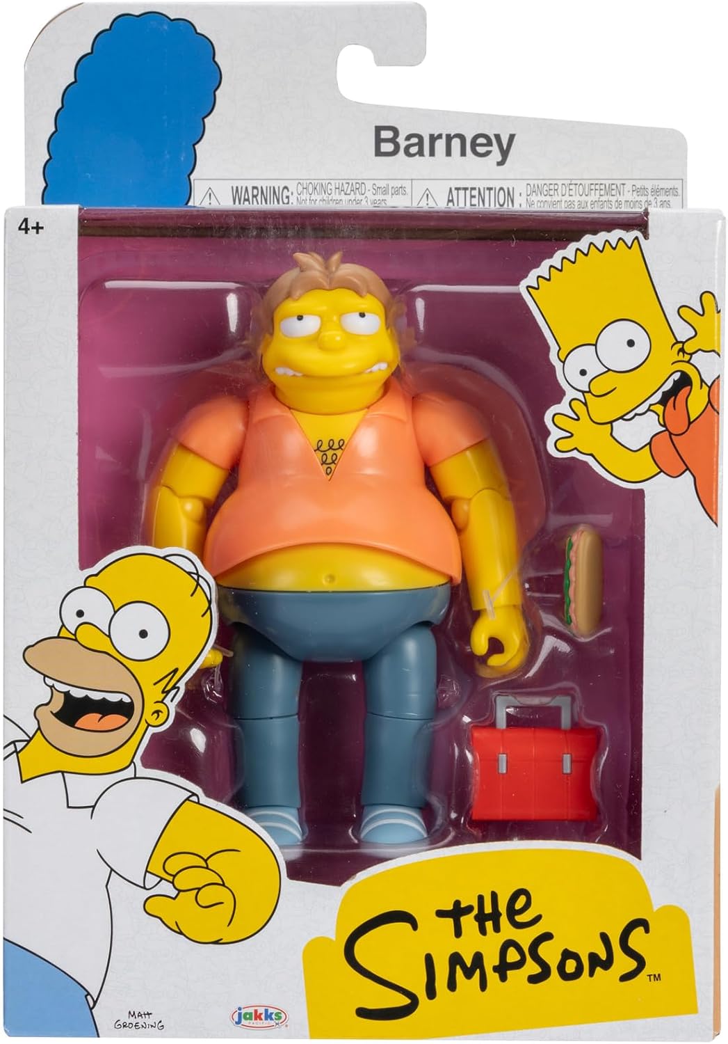 The Simpsons - Figura de acción de 5 Pulgadas Barney Gumble con Caja de Almuerzo y Sub Wave #4