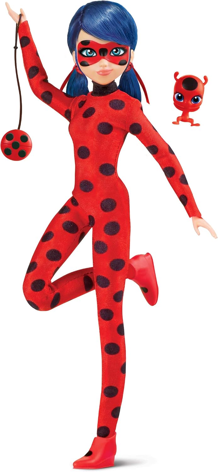 Miraculous Ladybug and Cat Noir Toys Muñeca de moda de catarina | Muñeca articulada de catarina de 26 cm con accesorios y milagrosa Kwami | Figura de catarina de superhéroe marinette | Gama de muñecas