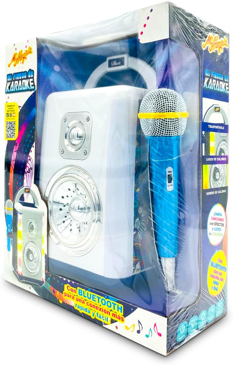Ult Máquina de Karaoke Infantil Mi Fiesta de Karaoke con Luces y Música, Bluetooth, Multicolor