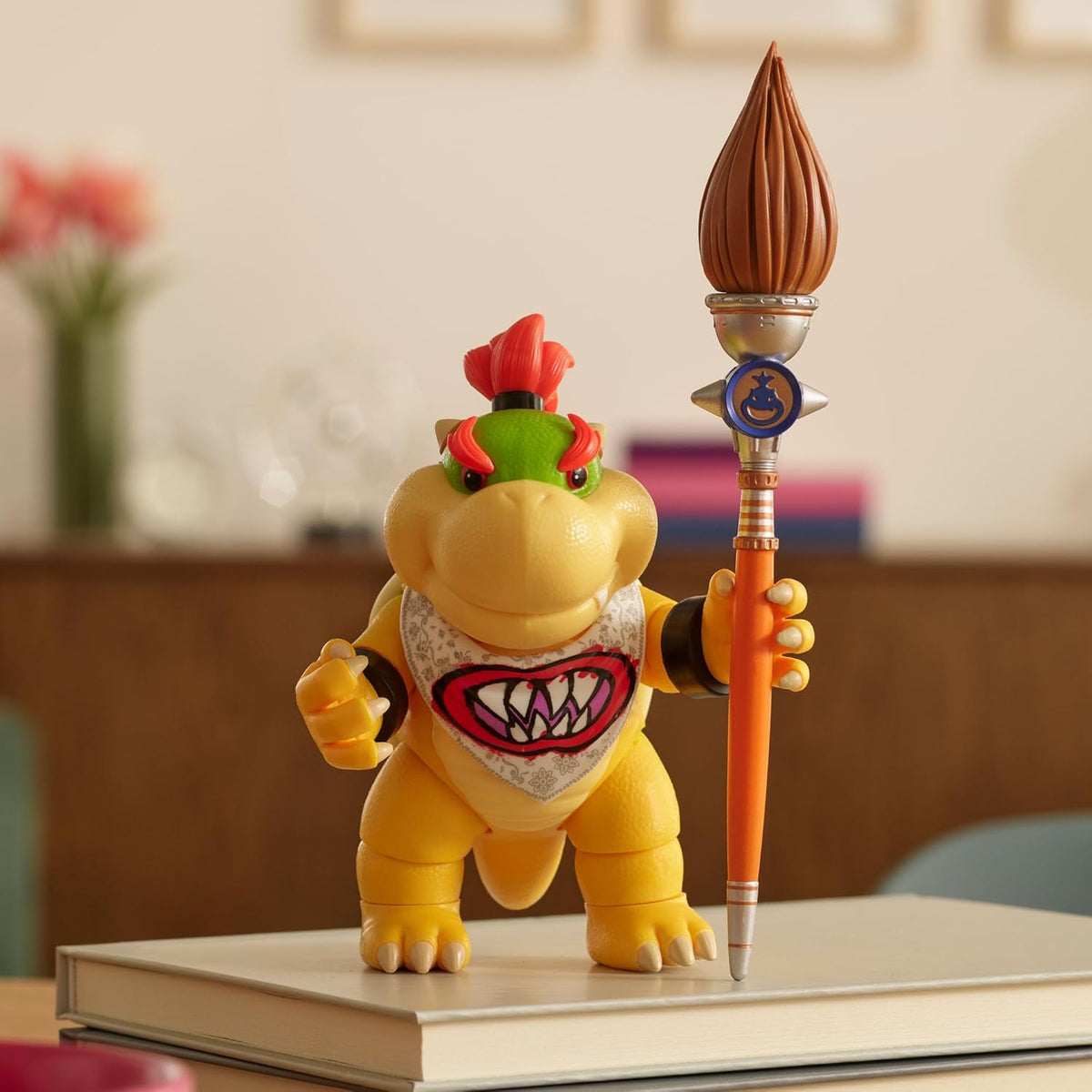 Jakks Pacific Super Mario Galaxy Movie Figura Bowser Jr. 5 Pulgadas con Pincel, 17 Puntos de Articulación, Coleccionable, +3 Años