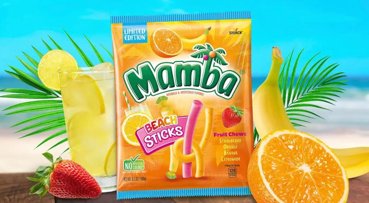 Mamba Beach Sticks Edición Especial Dulces Masticables de Frutas, 180g