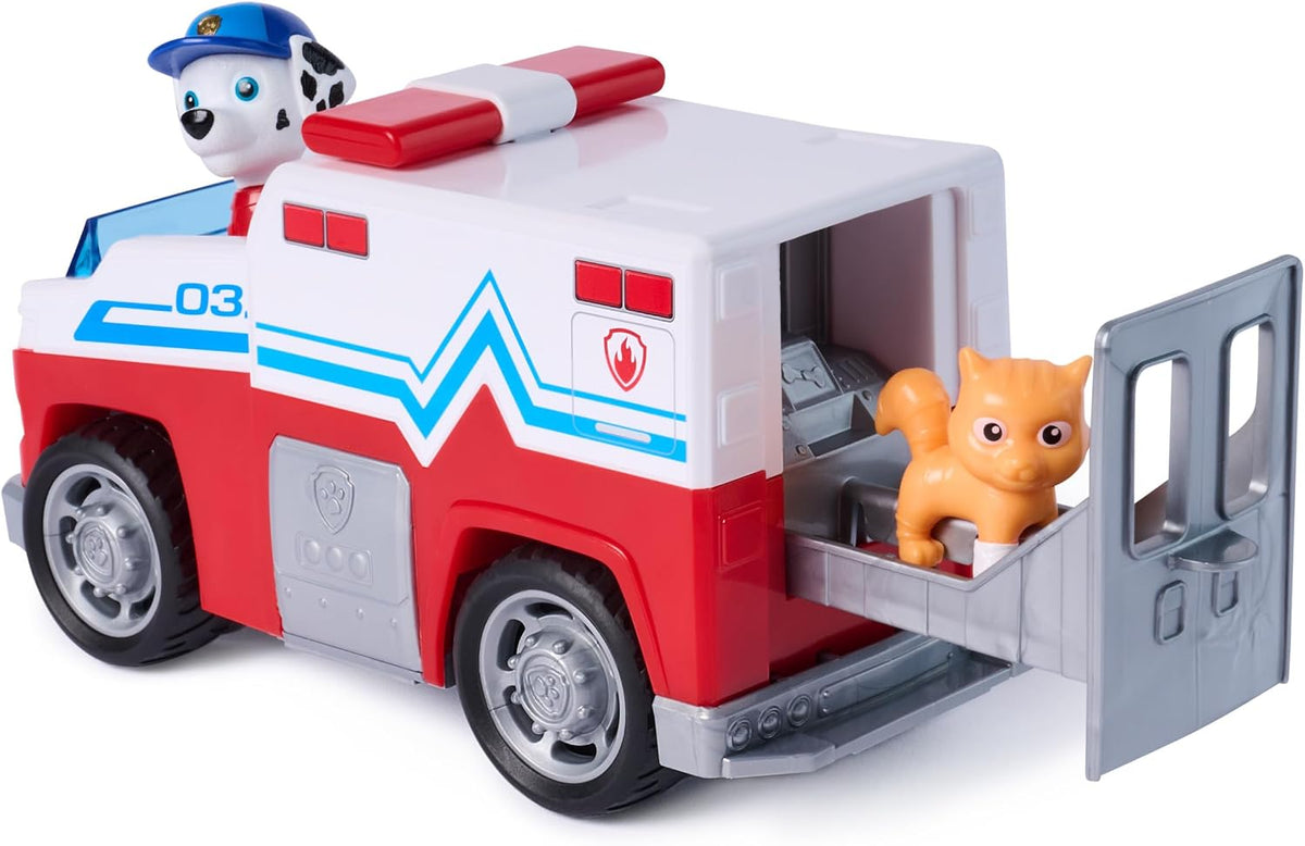 Paw Patrol: Search & Rescue, vehículo de Rescate de Marshall con 2 Figuras, camión de Juguete con función de propulsión, Juguetes para niños y niñas a Partir de 3 años