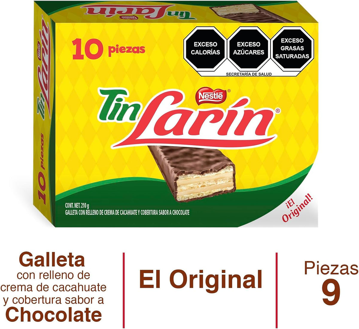 Tín Larín Chocolate Relleno de Galleta Estuche con 10 piezas de 21g c/u