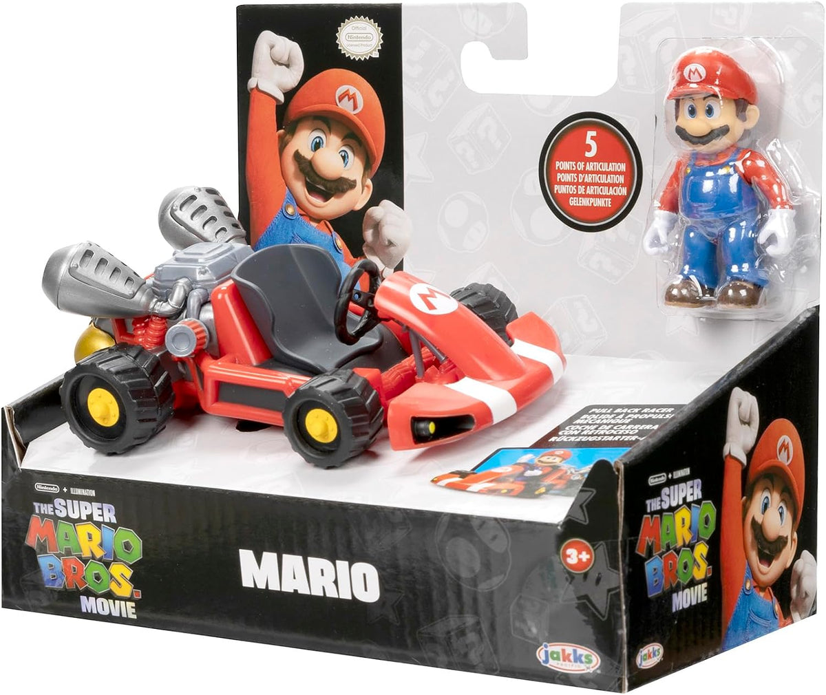Nintendo Figura Articulada Super Mario Movie Mario con Kart, 2.5''