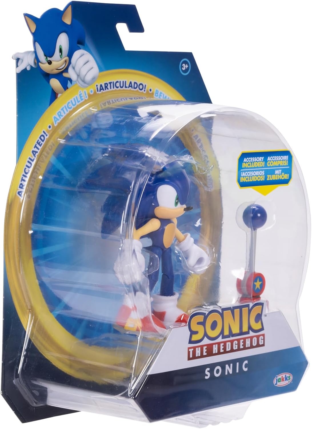 Sonic The Hedgehog JAKKS Pacific - Sega Figura Modern Sonic de 4″ con Blue Checkpoint – Articulada, Oficial y Coleccionable para Fans Desde 3+ Años