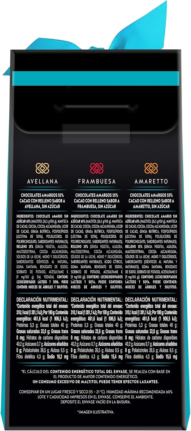 Turin Chocolates Masterpieces Zero Azúcar Avellana, Frambuesa y Amaretto 67.2 g