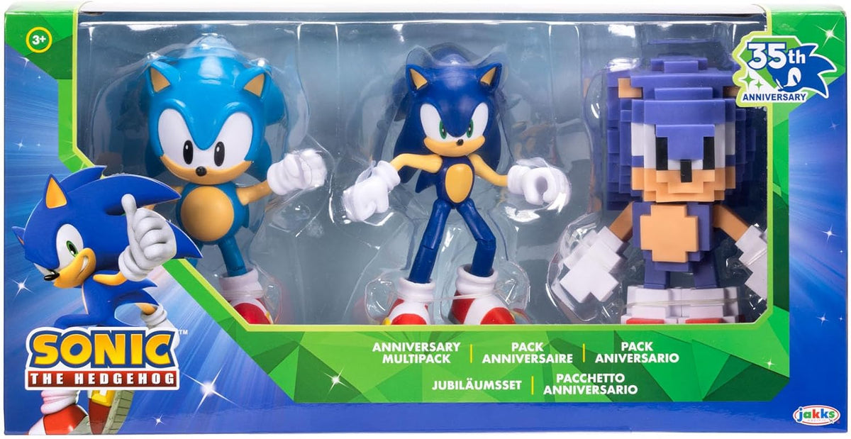 Jakks Pacific Set de Figuras de Acción Sonic The Hedgehog, 35 Aniversario, 3 Figuras Coleccionables