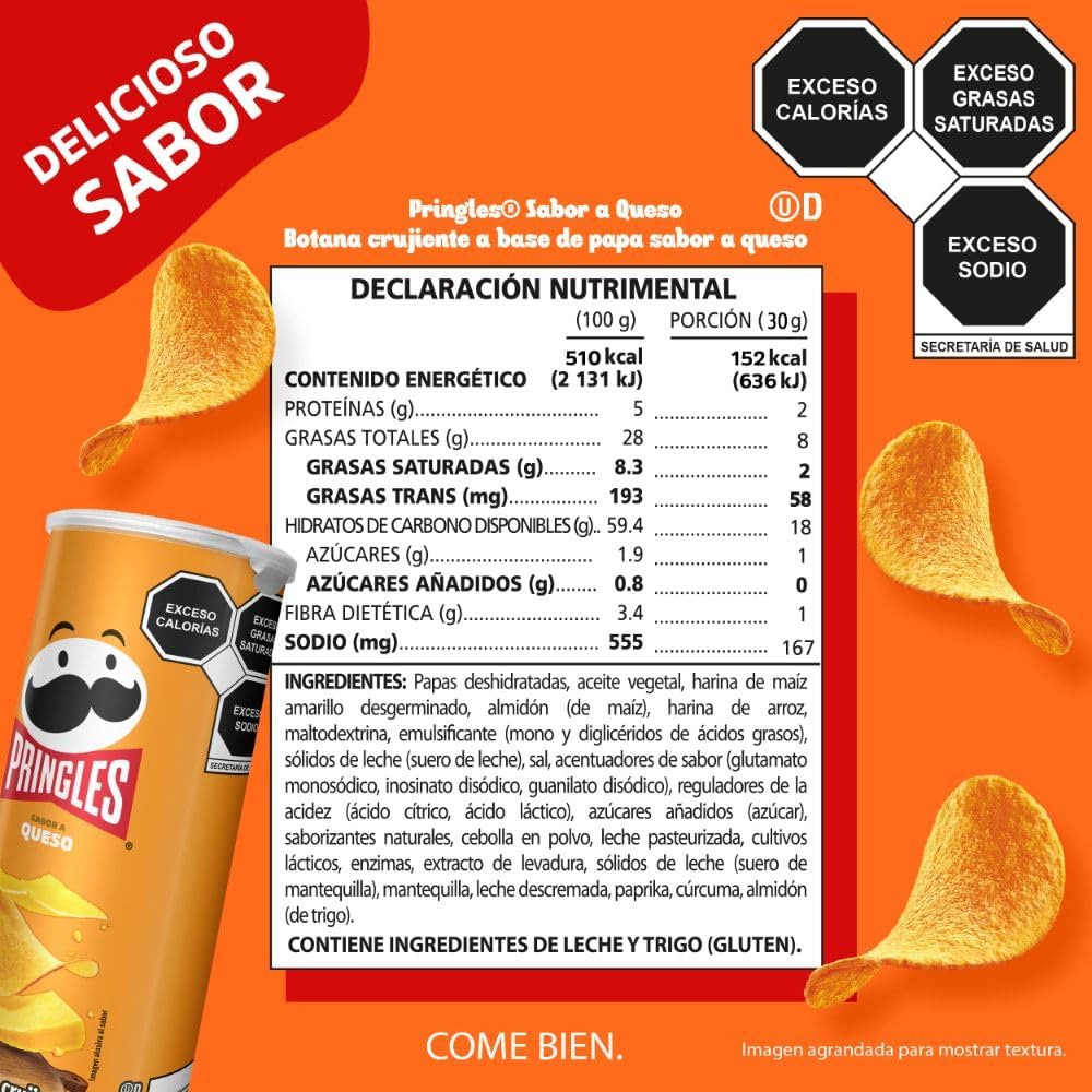 Pringles | Caja de Papas Sabor Queso | Papas Crujientes para Botanear | Pack 14 Piezas | 124 gr c/u
