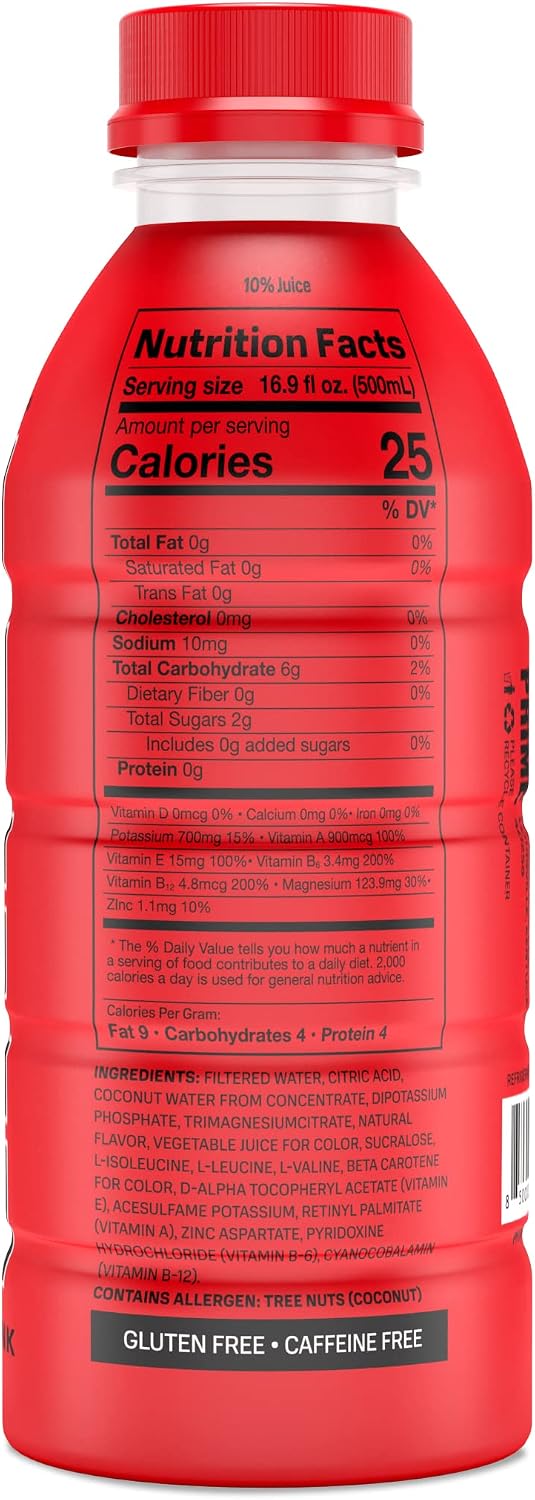 Prime Hydration Prime Hidratación con Mezcla de Bcaa para Recuperación Muscular Tropical Punch (12 Bebidas, 16 Onzas Líquidas. Cada Uno), Prime HYDRATION, DRINK_FLAVORED, Tropical., Prime