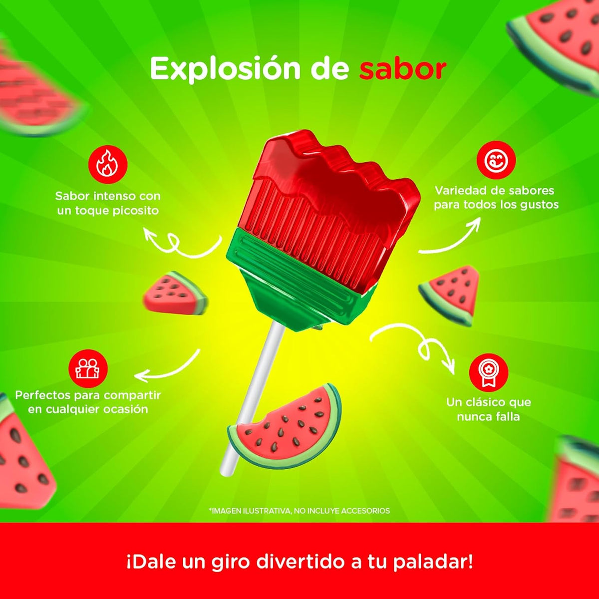 Sandibrochas rellenas,paleta de caramelo con chile, Bolsa 40pz de 14g c/u