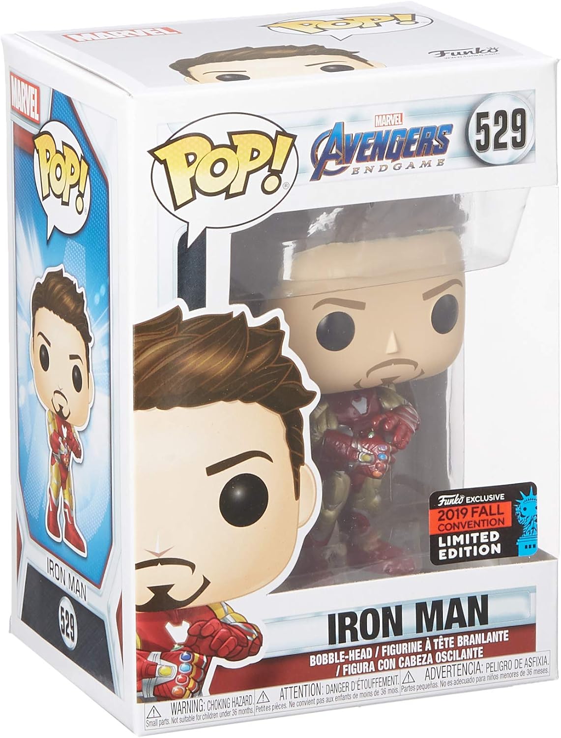 Funko Pop! Marvel: Avengers Endgame - Tony Stark (Iron Man 3) con guantelete, Exclusivo de la Convención de otoño