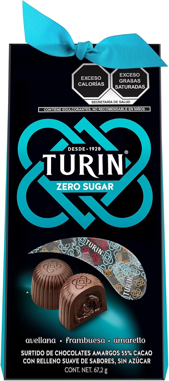 Turin Chocolates Masterpieces Zero Azúcar Avellana, Frambuesa y Amaretto 67.2 g