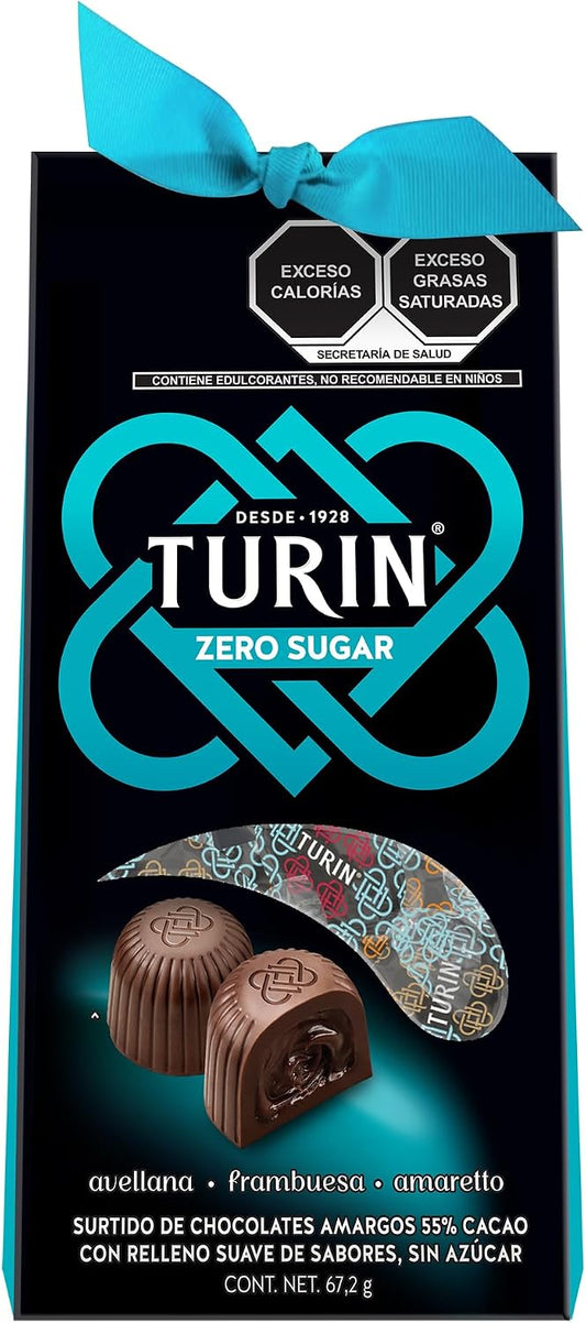 Turin Chocolates Masterpieces Zero Azúcar Avellana, Frambuesa y Amaretto 67.2 g