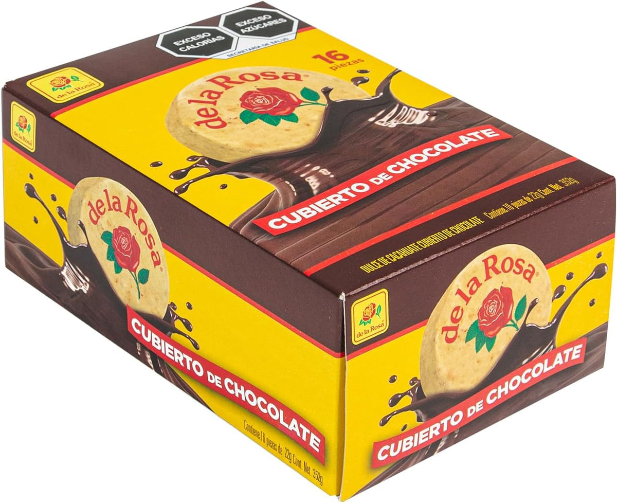De la Rosa Mazapán cubierto con chocolate 16 piezas 22 grs