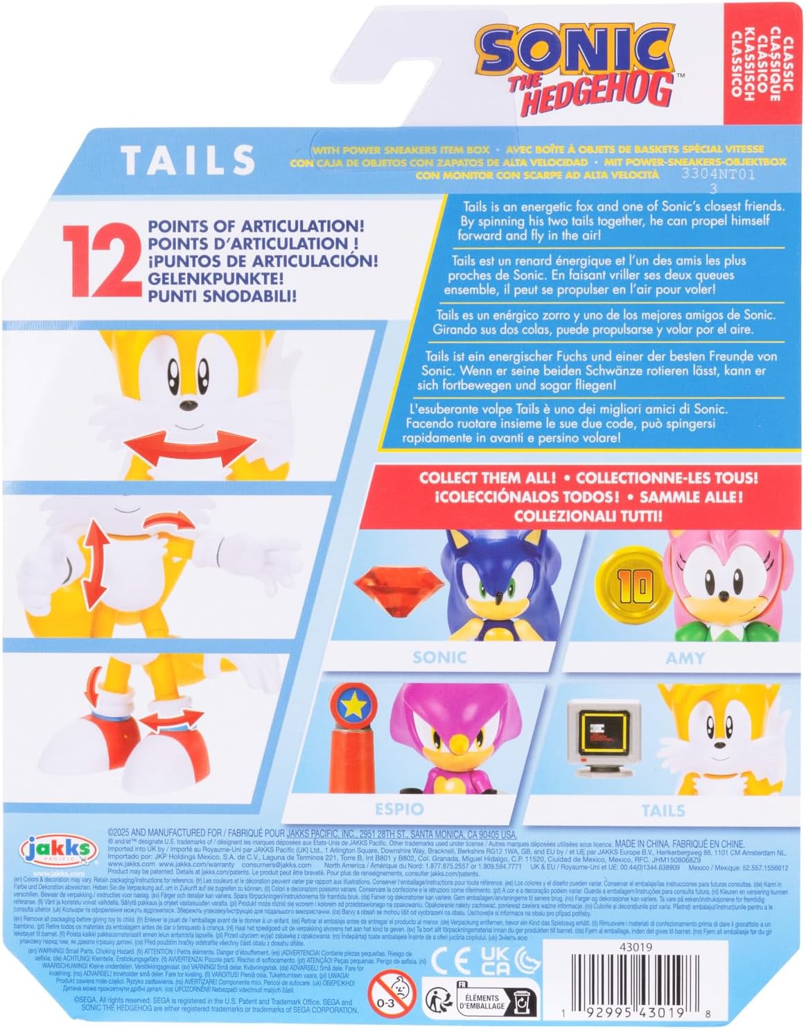 Sonic The Hedgehog - Cifras de acción articuladas de 4 Pulgadas, 2 Unidades