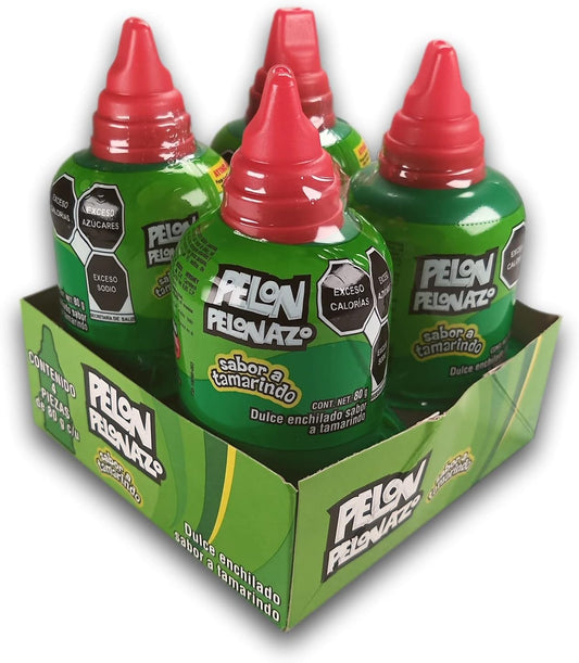 PELON PELONAZO - PELON PELO RICO GRANDE - DULCE ENCHILADO SABOR TAMARINDO - 4 PIEZAS, 80 g (Paquete de 4)