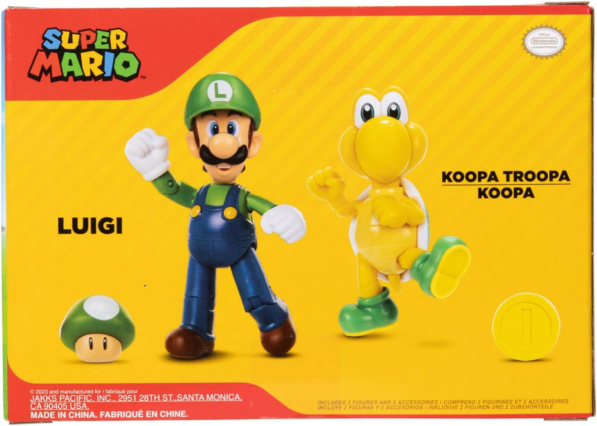 Mlec tech Super Mario Nintendo - Figura de 4 Pulgadas, Paquete de 2: Luigi & Koopa Troopa
