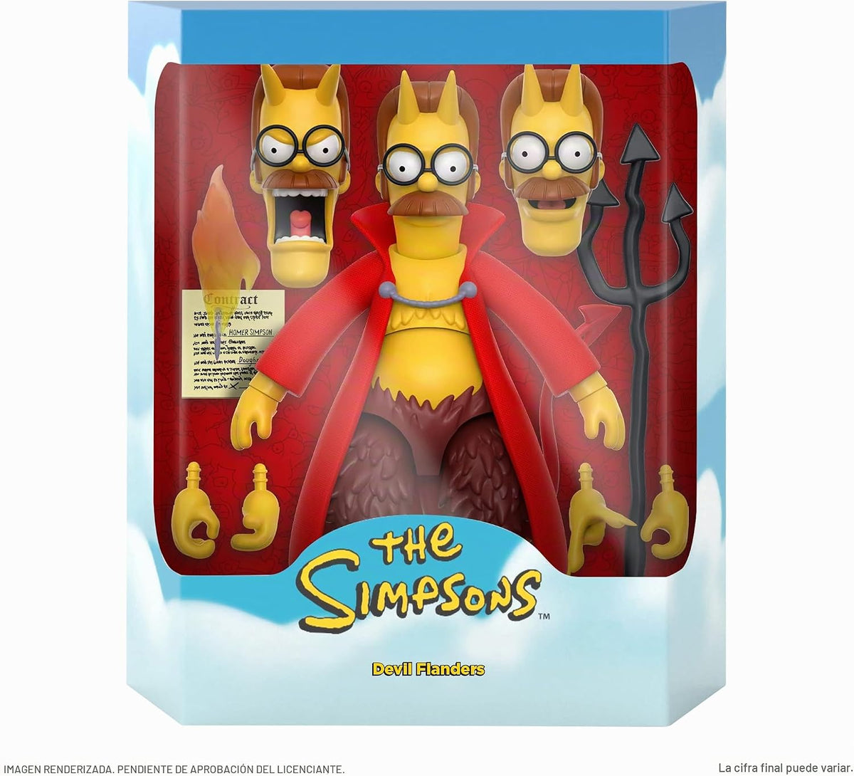 Super7 ULTIMATES! The Simpsons Devil Flanders - Figura de acción de los Simpsons de 7 Pulgadas con Accesorios para programas de televisión clásicos coleccionables y Juguetes Retro