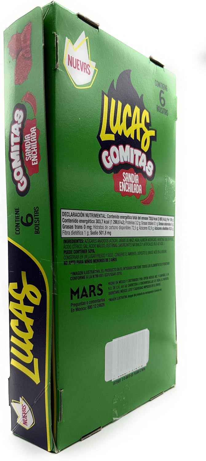 Mars Lucas Gomitas Sabor Sandia Enchilada 6 Bolsitas (240g)